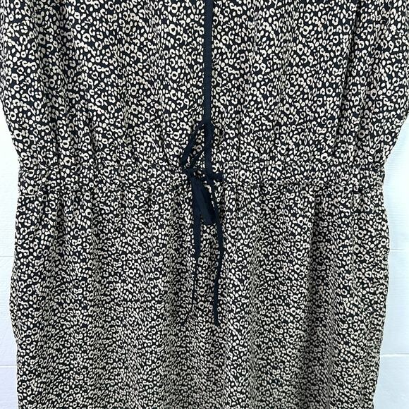 ANA A New Approach Black Tan V Neck Animal Print Sleeveless Empire Waist Dress 8 - Picture 10 of 11